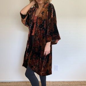 Free People boho printed velvet kimono